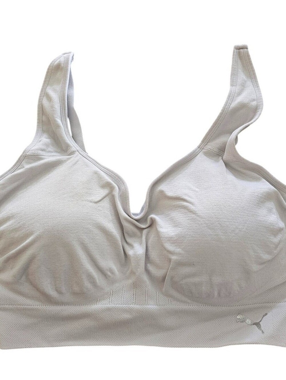 Puma Womens Sz XL Sports Bra White Lightly Padded V Neck